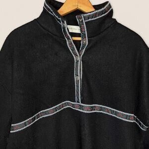 Vintage Roses Fleece Sweatshirt Button Up Collar Size Large northern isles